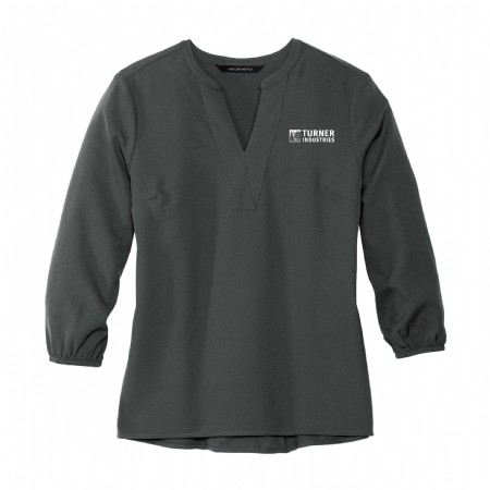 Mercer+Mettle Women's Stretch Crepe 3/4-Sleeve Blouse